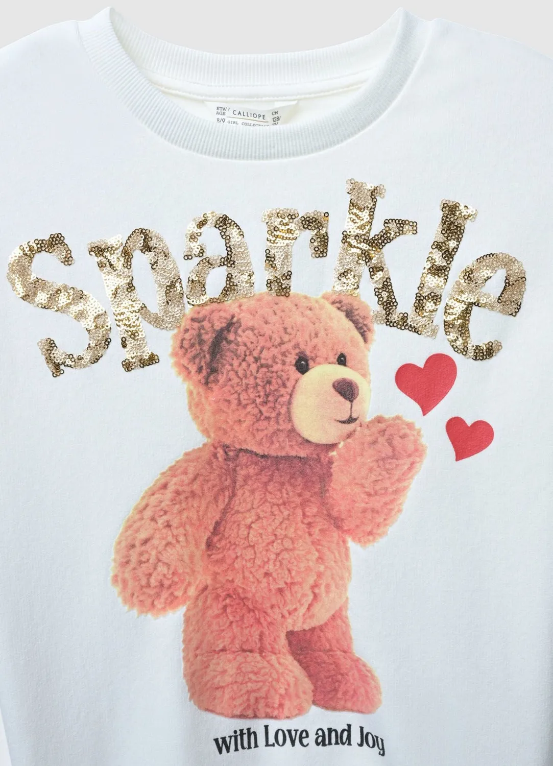 Calliope sweat ours fille col rond paillettes