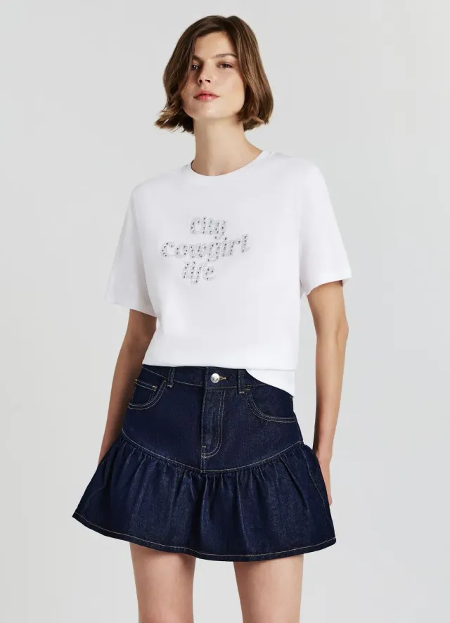Calliope T-shirt scritta strass femme coton