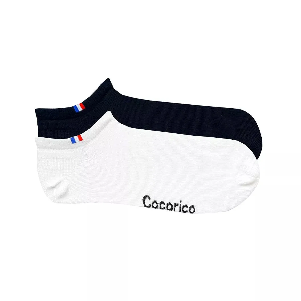 Cocorico chaussettes homme invisibles noir blanc x2