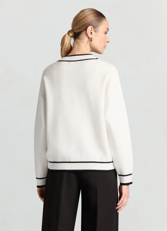 Calliope cardigan col V boutonné contrasté