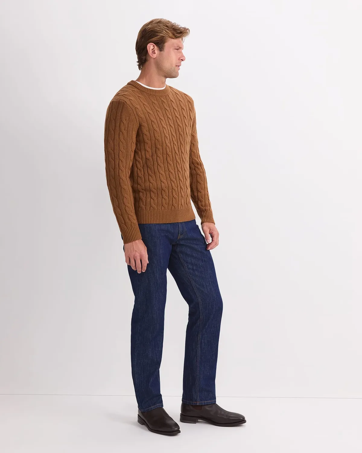 SportsCraft Cable Knit pull col rond laine homme