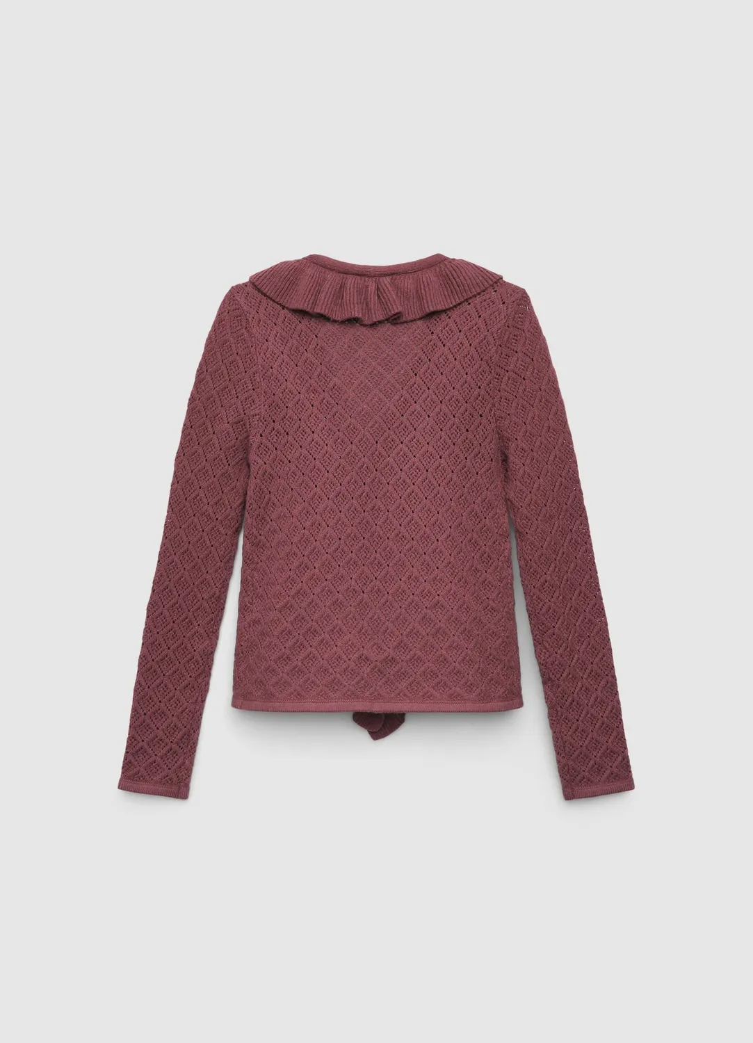 Calliope cardigan femme pointelle volants col V