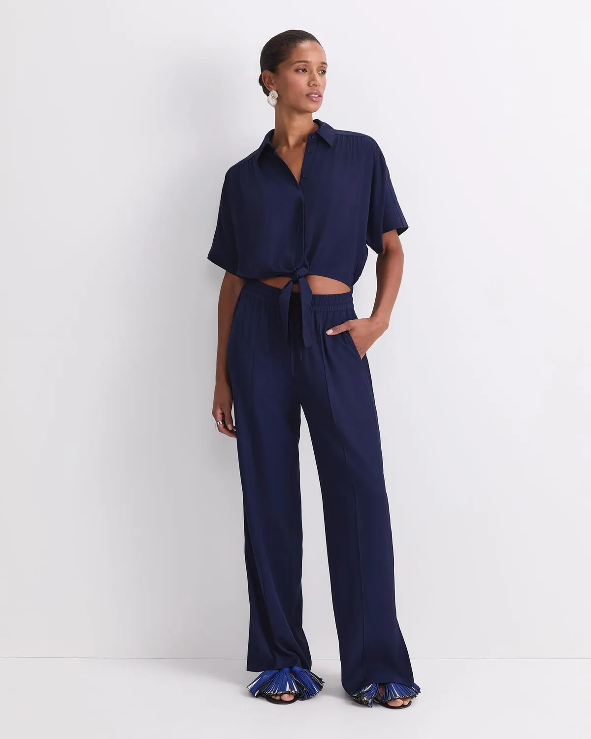Sportscraft Meryem blouse nouée devant manches courtes