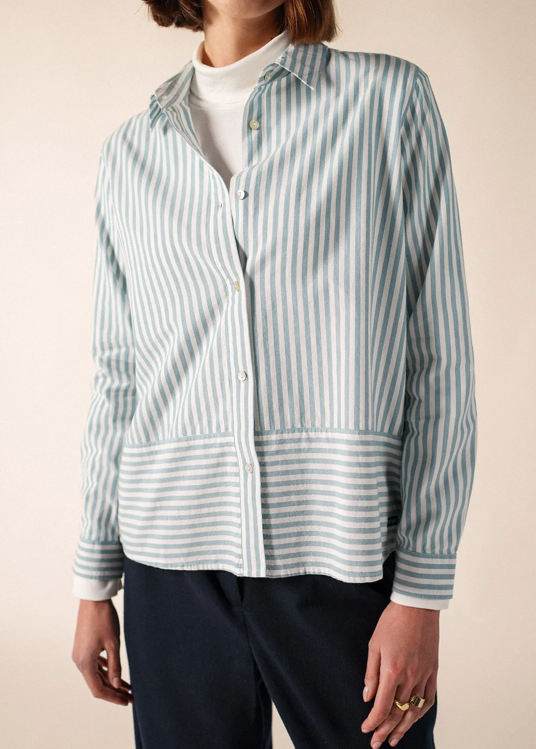 Saint James Nadège chemise popeline blanc céleste T36-T50