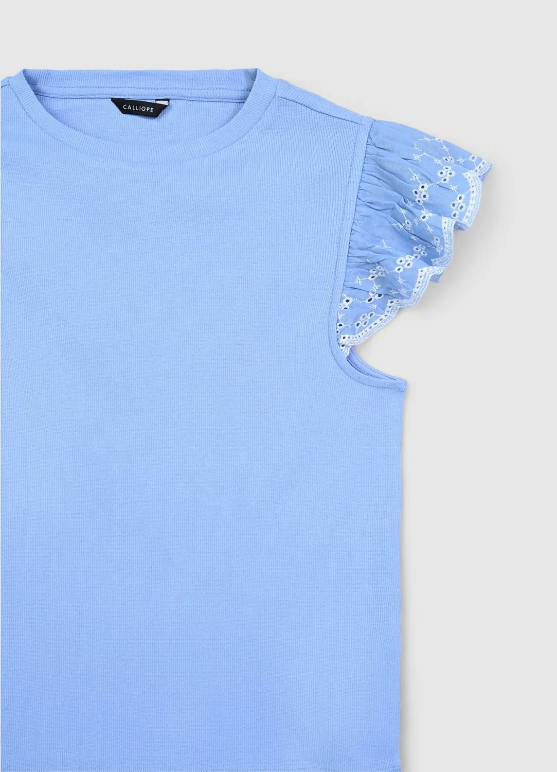 Calliope t-shirt côtelé volant femme coton