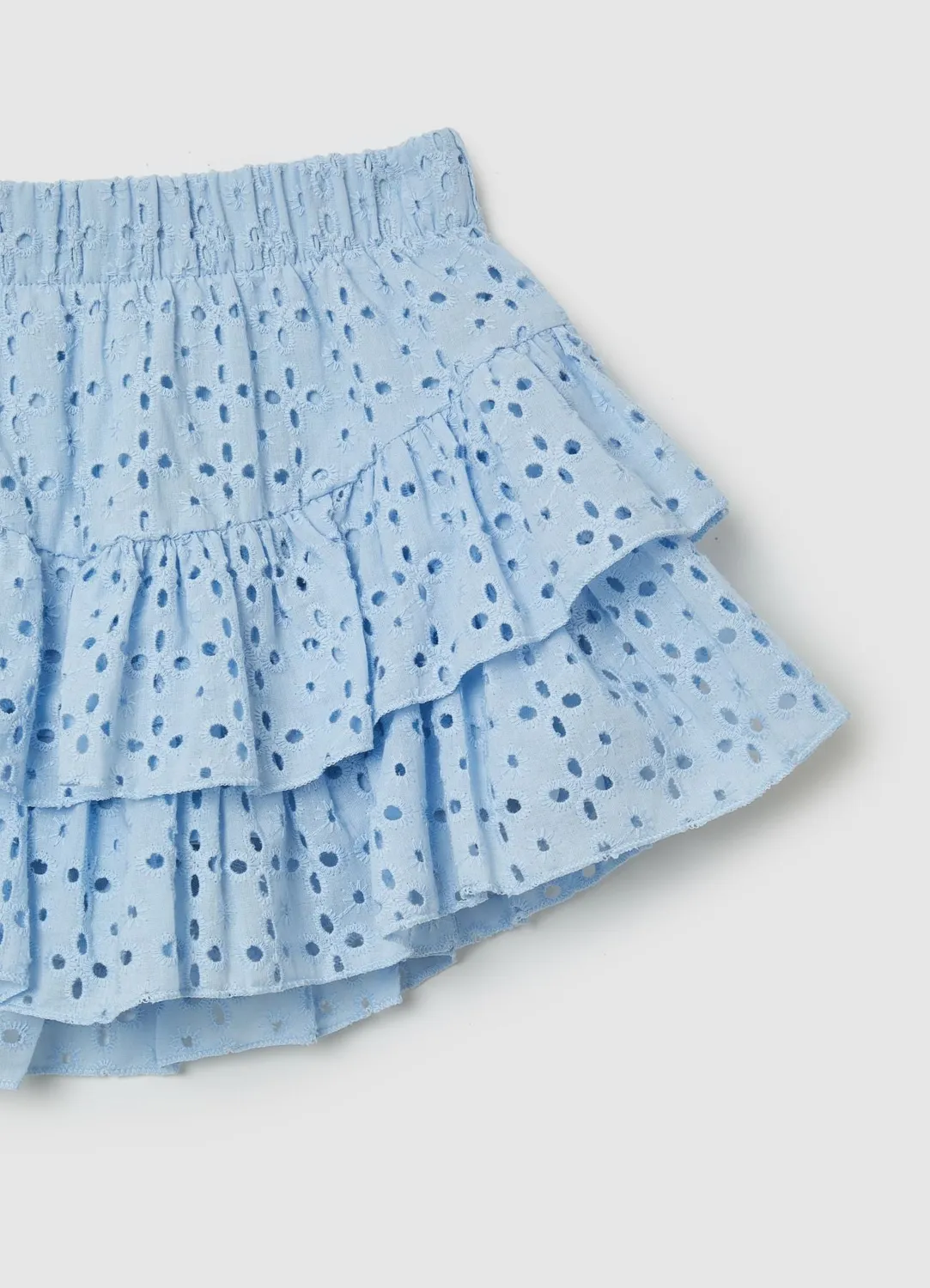 Calliope short à volants brodé fille taille haute