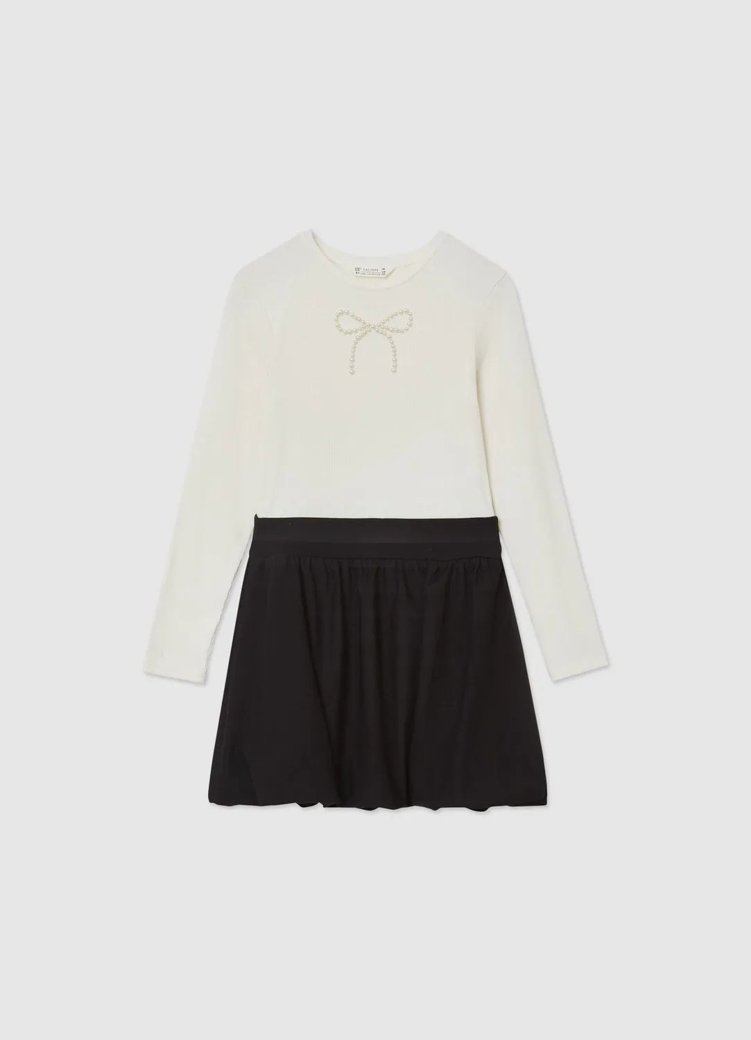 Calliope robe fille bitissu perles manches longues 8-9 ans