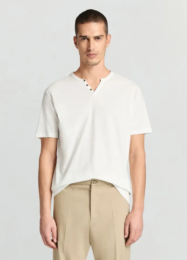Calliope T-shirt henley homme L col boutonnière uni