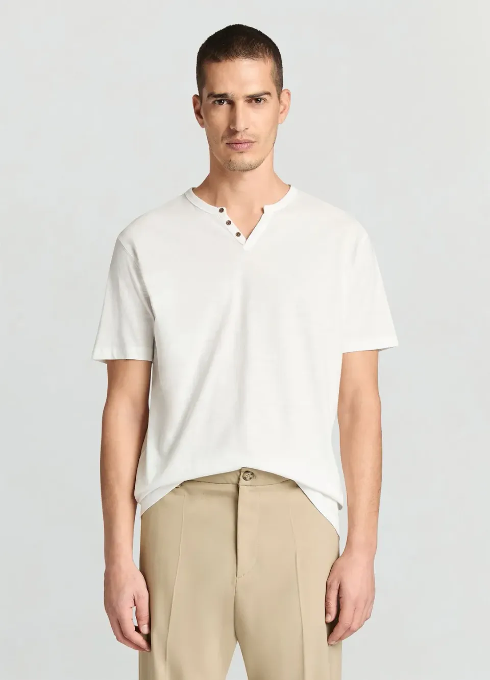 Calliope T-shirt henley homme L col boutonnière uni
