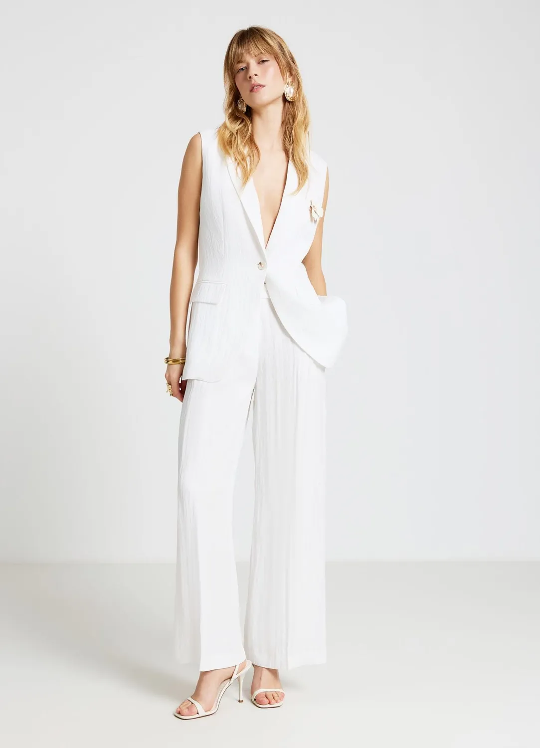 Calliope pantalon palazzo femme taille haute large