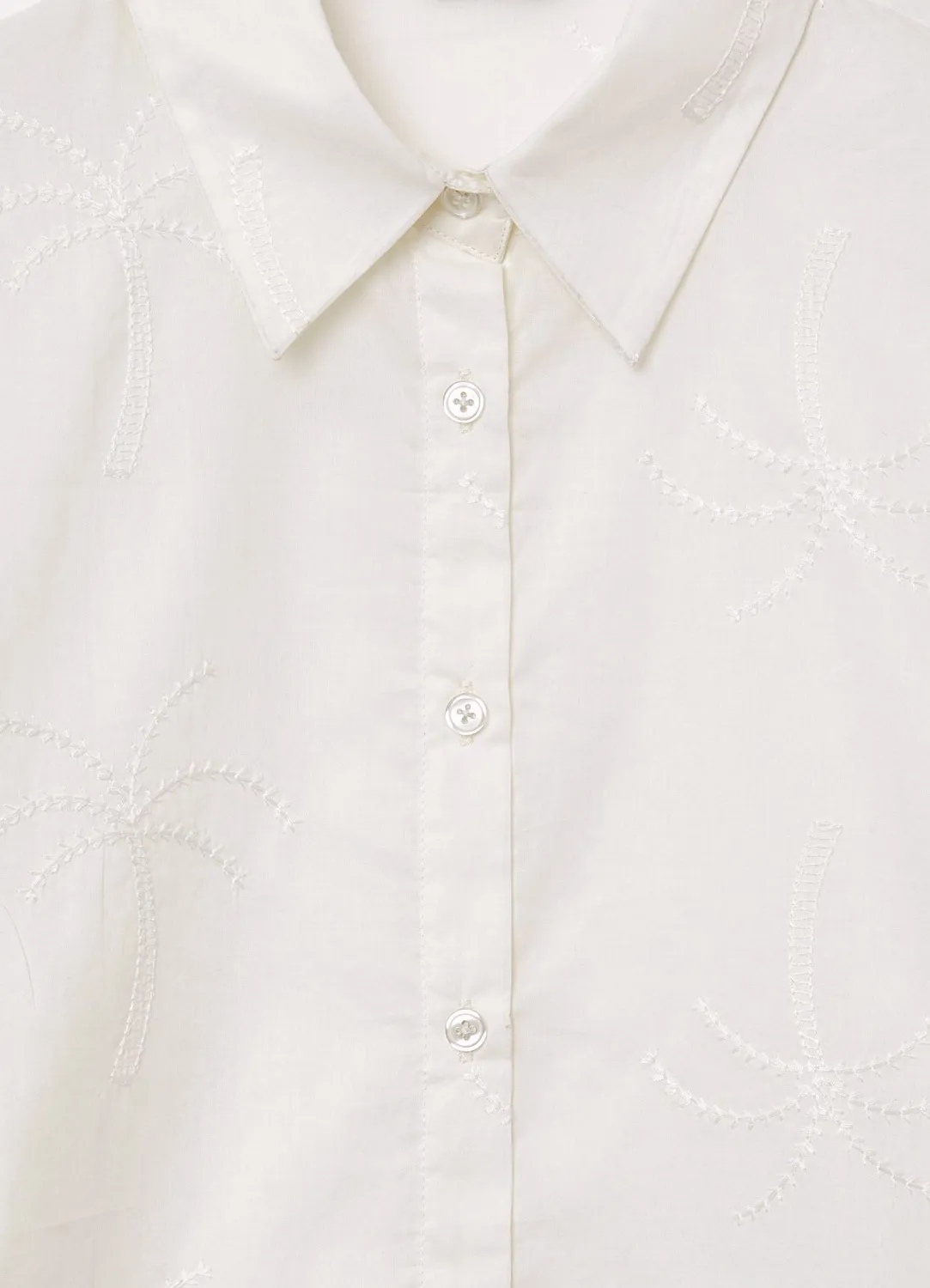 Calliope Chemise Palmes Femme Broderie Manches Courtes