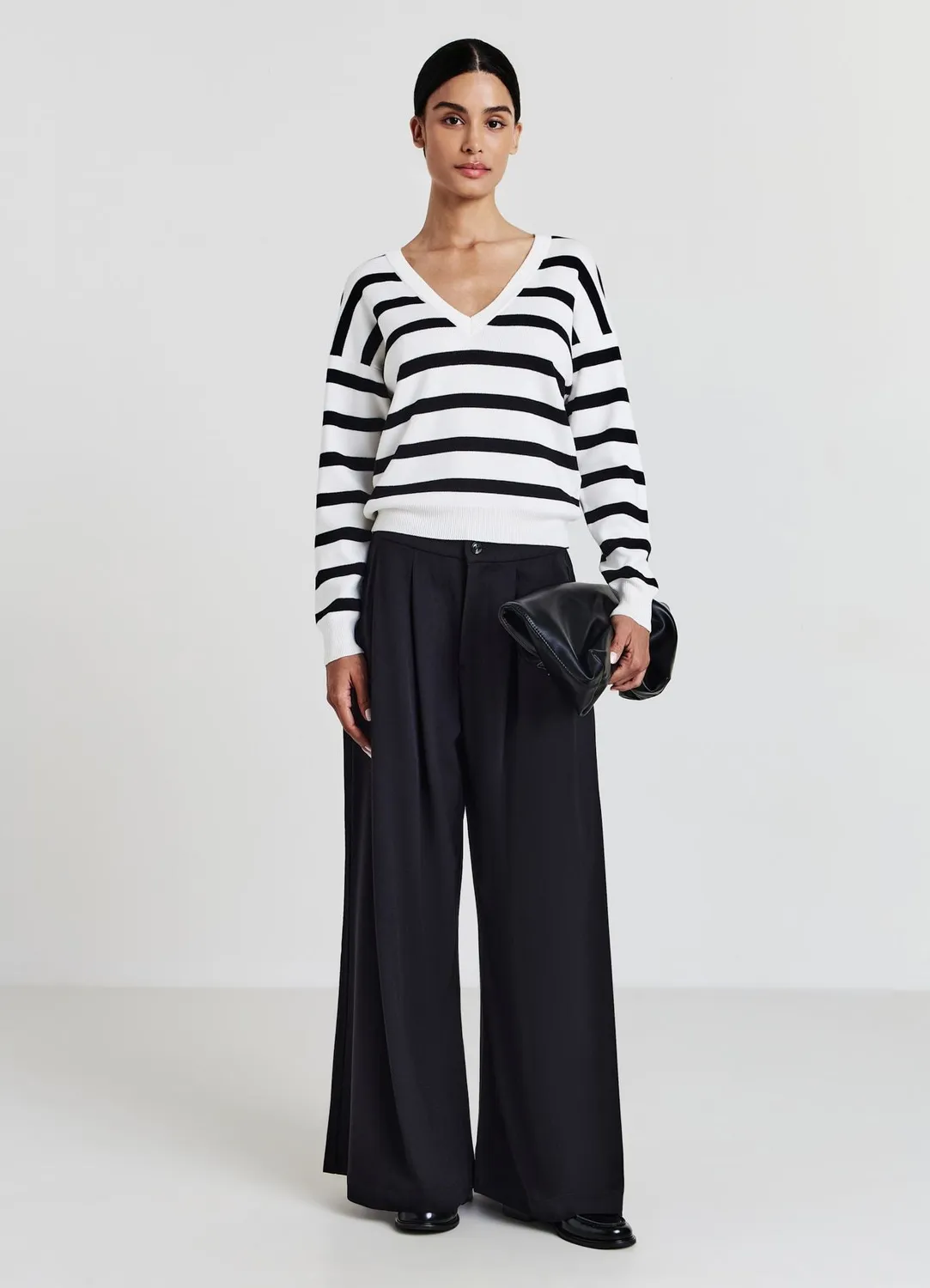 Calliope pull col V rayé femme manches longues