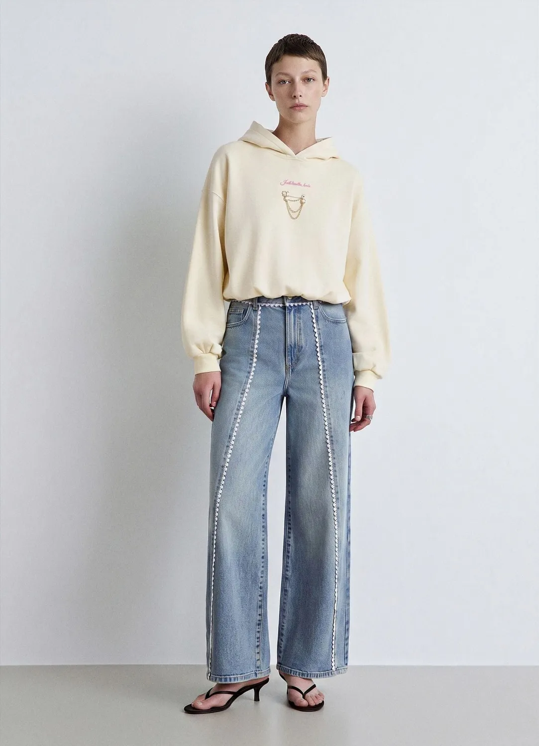 Calliope jean palazzo dentelle femme 42 denim