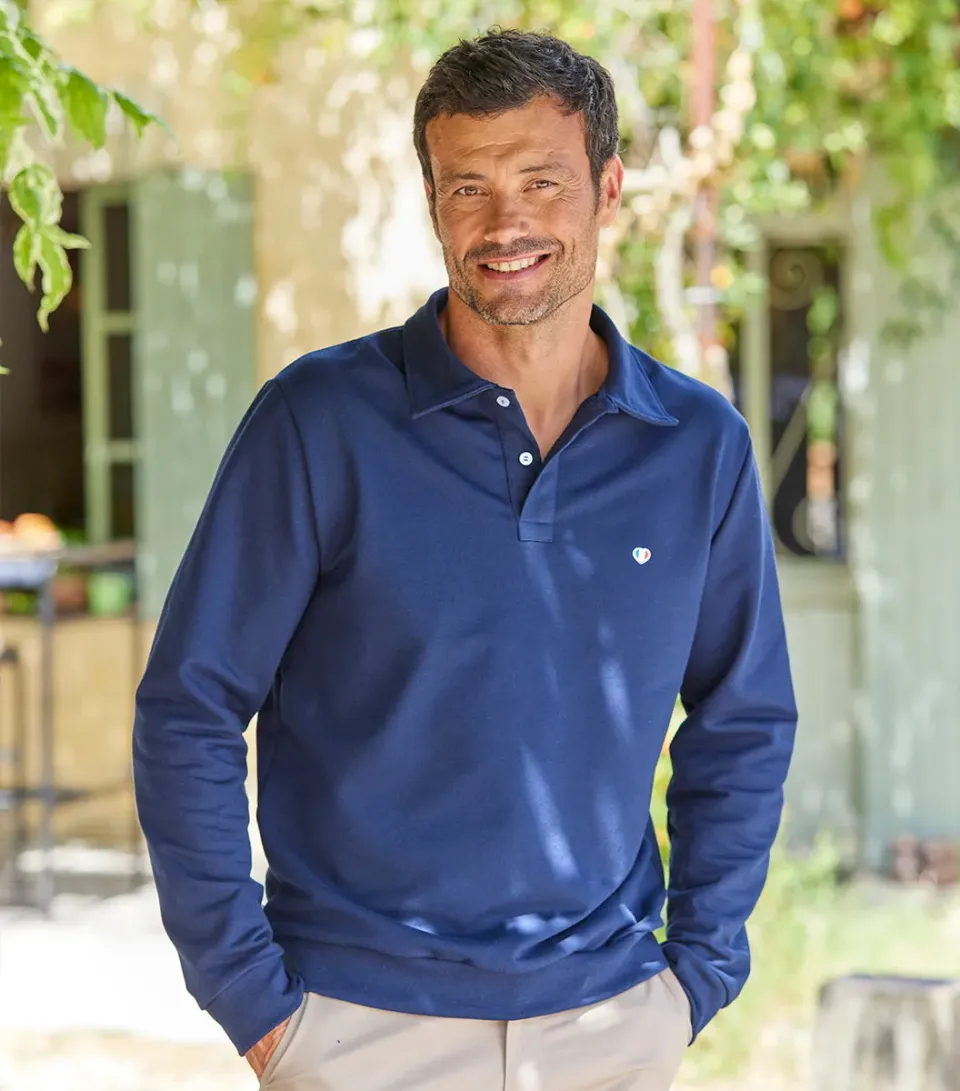 Cocorico Iconique sweat polo homme Marine coton