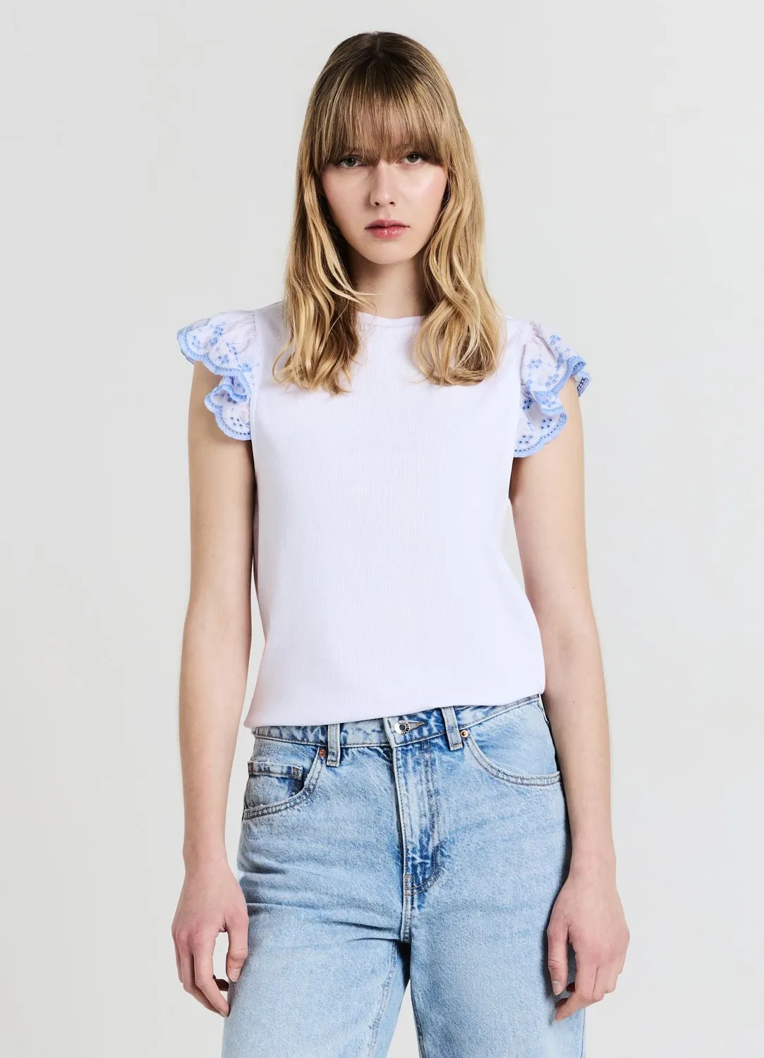 Calliope t-shirt volant femme tee-shirt coton côtelé