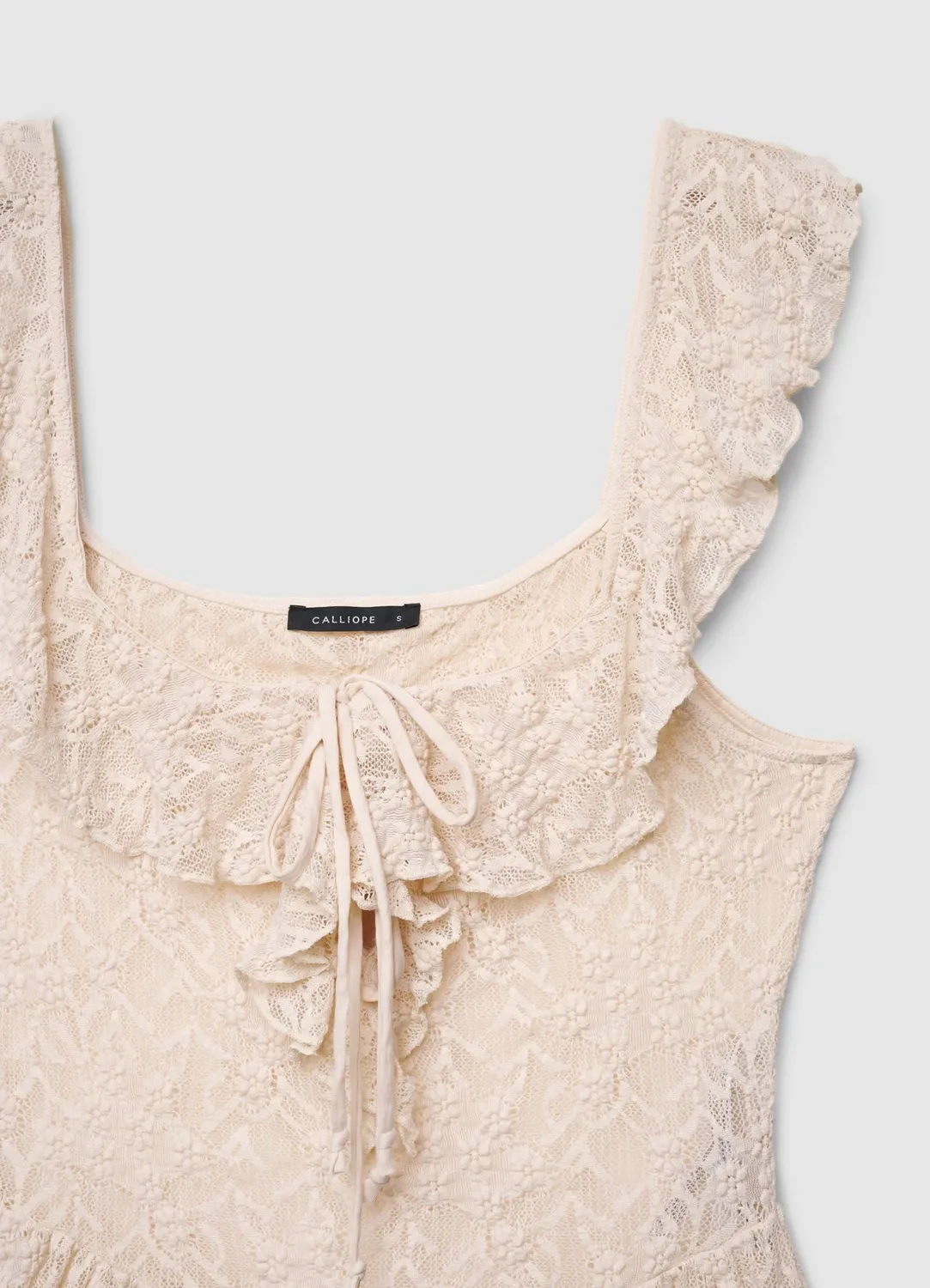 Calliope dentelle top femme volants col carré