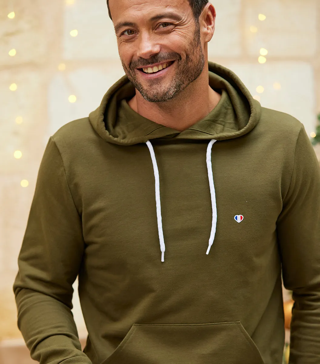 Cocorico Iconique sweat à capuche homme kaki coton made in France