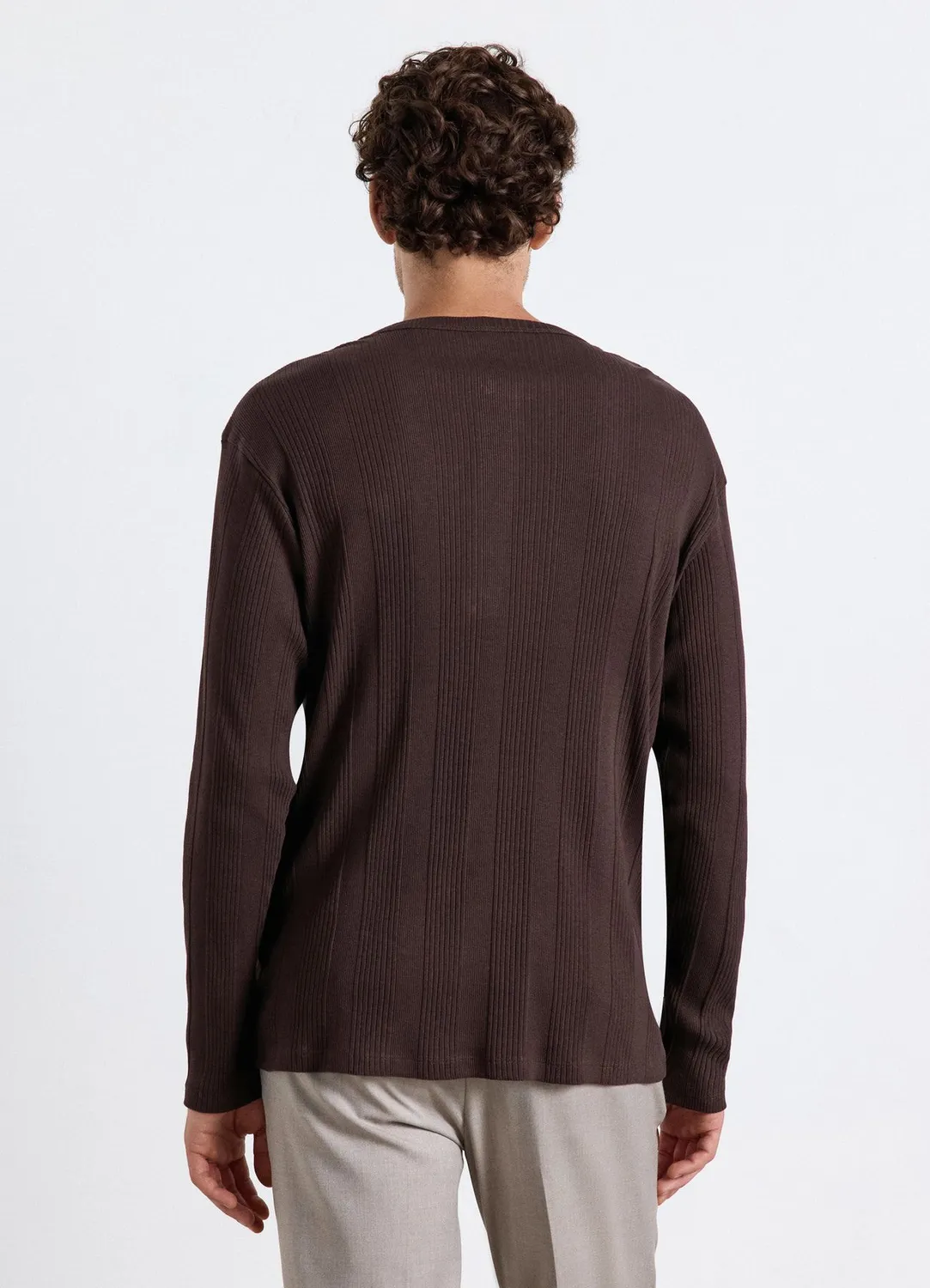 Calliope t-shirt henley côtelé homme manche longue