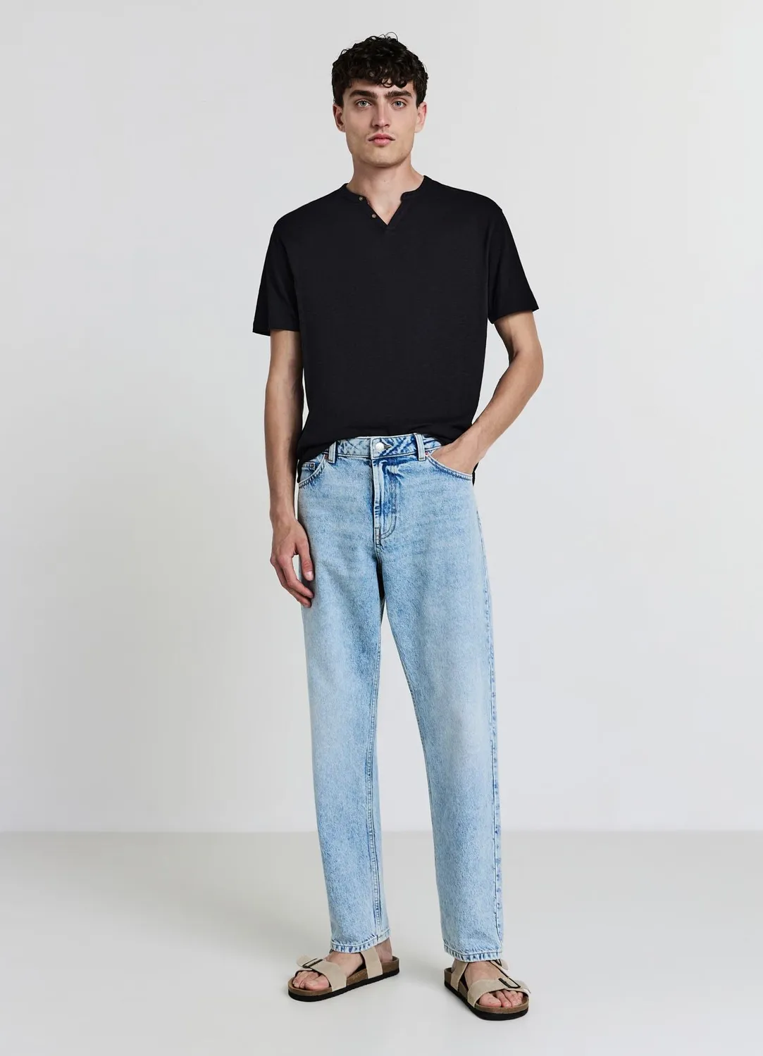 Calliope t-shirt serafino coton uni homme manches courtes