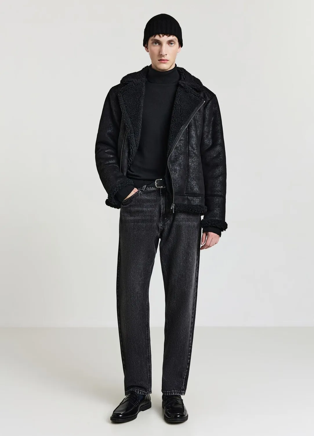 Calliope blouson perfecto homme effet mouton zip