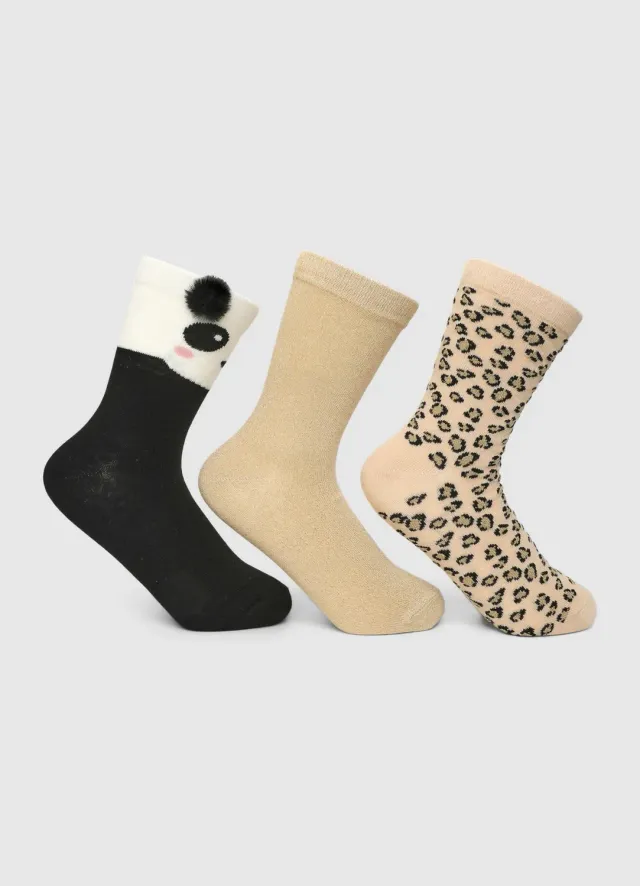 Calliope Pack 3 chaussettes fille panda animalier
