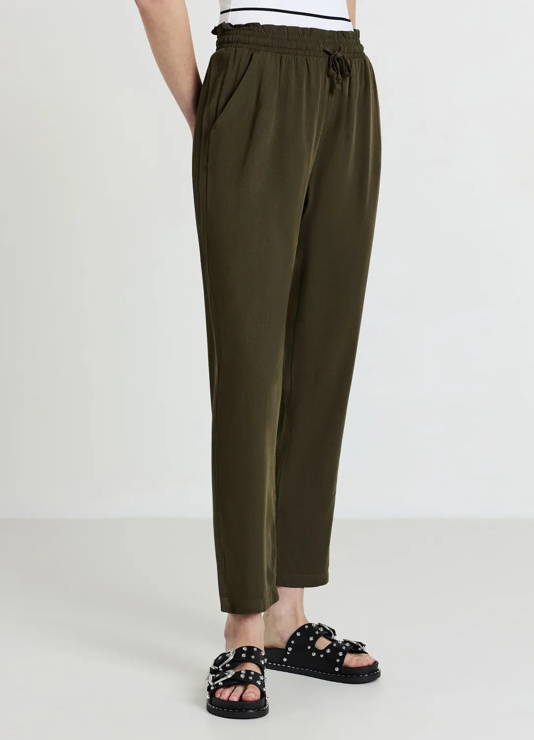 Calliope pantalon long uni femme à coulisse coupe regular