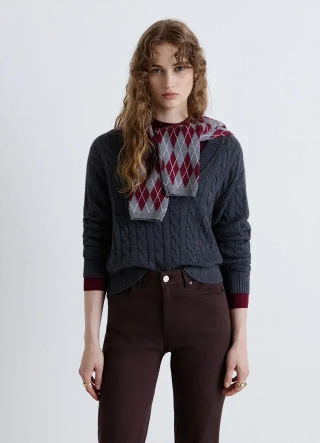 Calliope pull torsadé col V femme uni