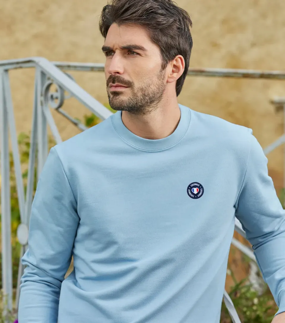 Cocorico Blason sweat homme ciel coton coupe droite