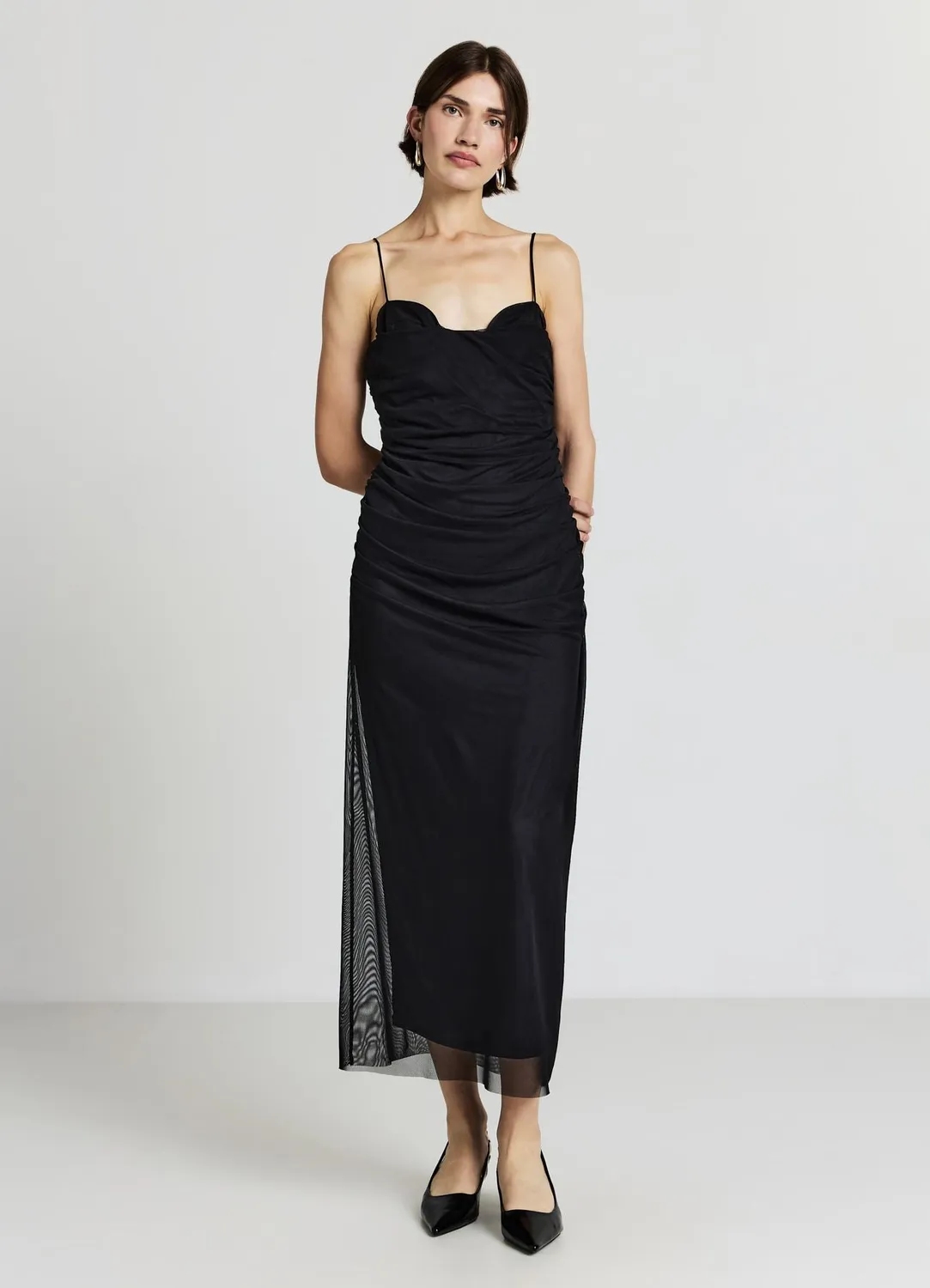 Calliope Atelier tulle robe longue femme drapée