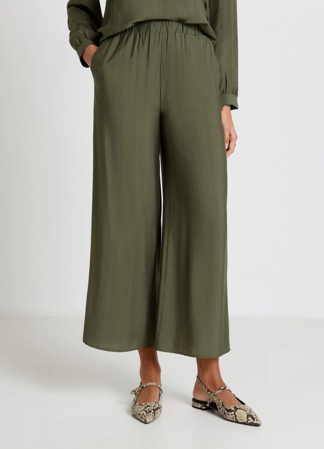 Calliope palazzo pantalon large uni taille haute