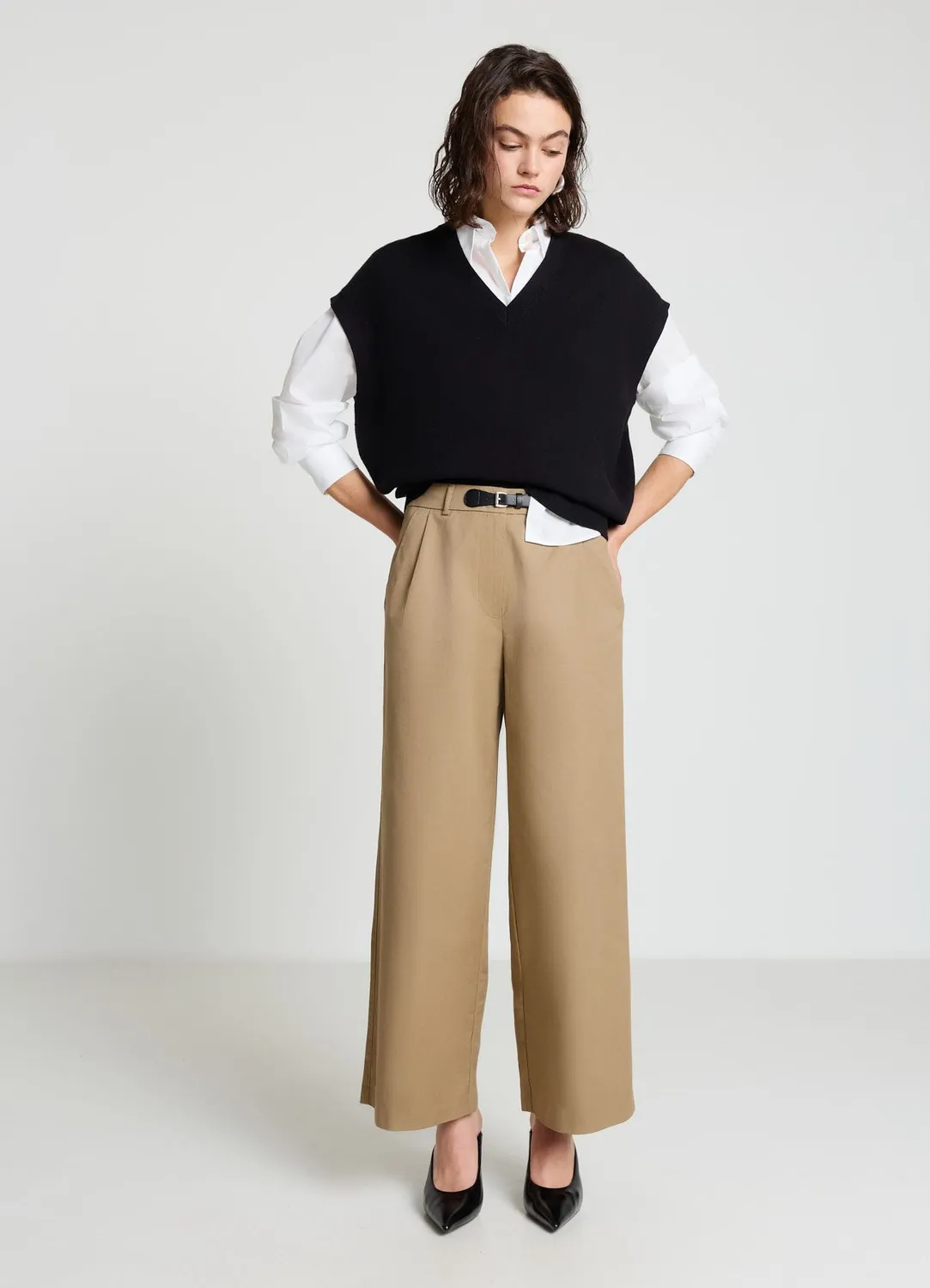 Calliope pantalon culotte femme large ceinture boucle