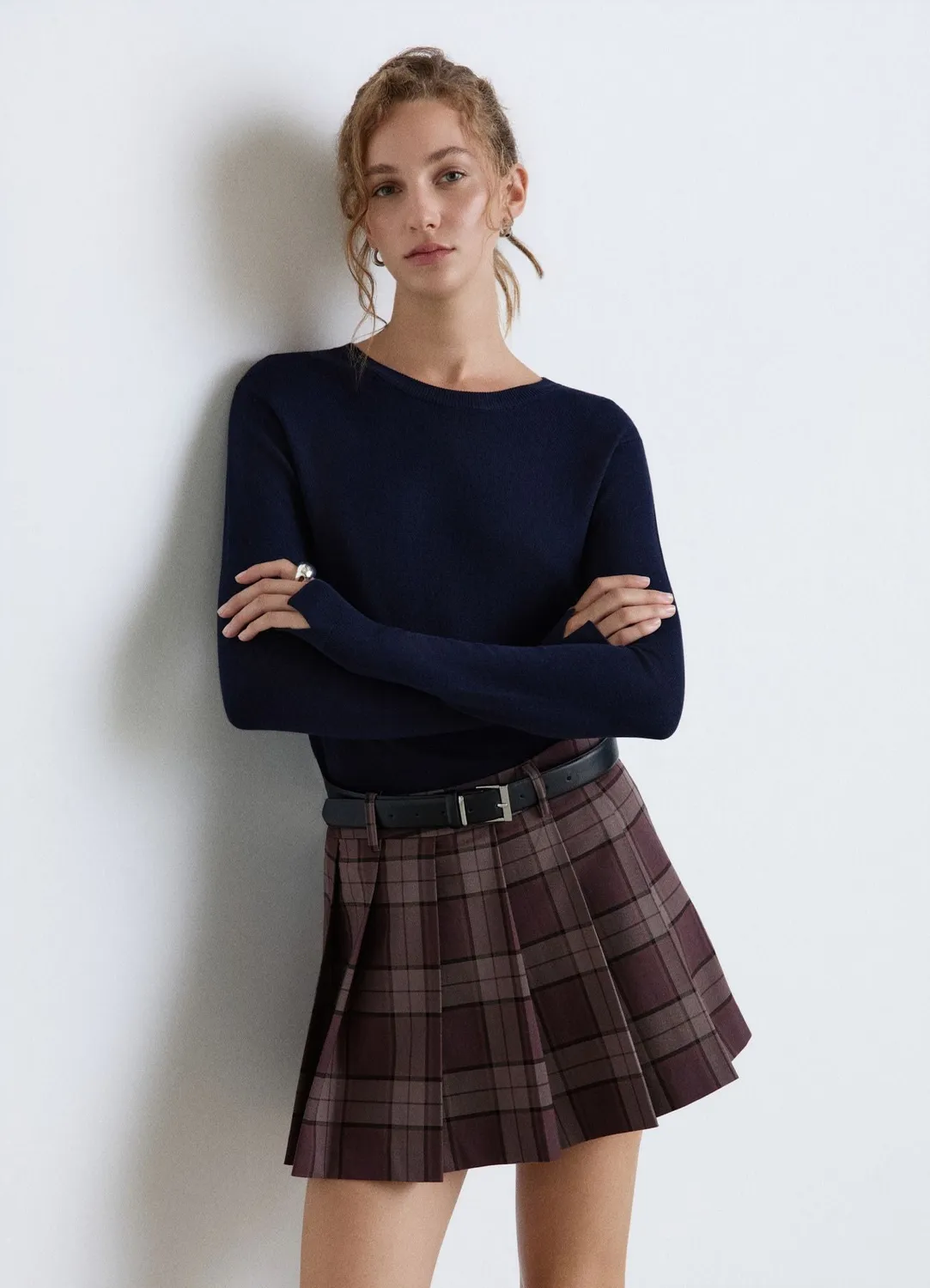 Calliope Pull col rond femme uni manches longues