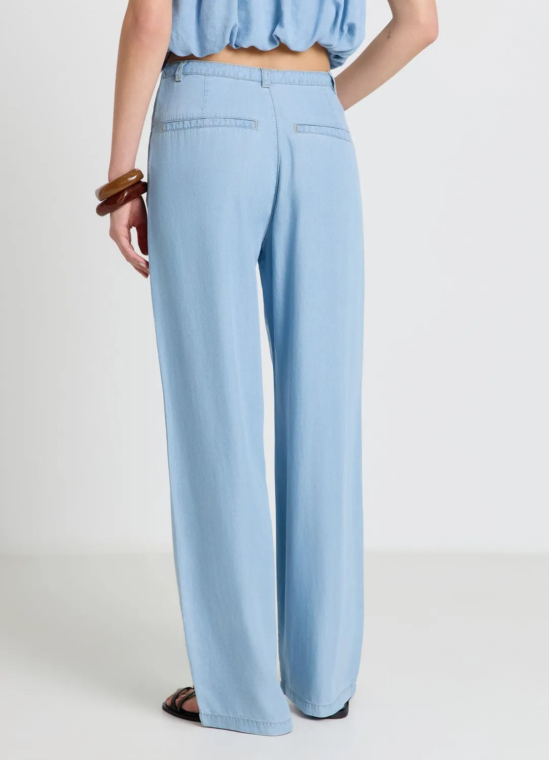 Calliope jean wide leg femme cordon uni