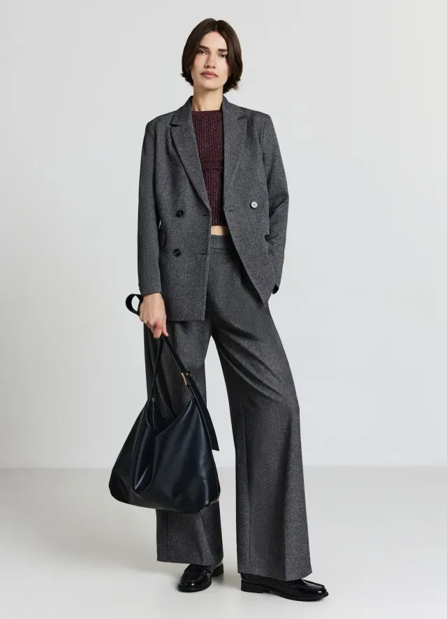 Calliope Blazer Double-Boutonnage Poivre et Sel Femme
