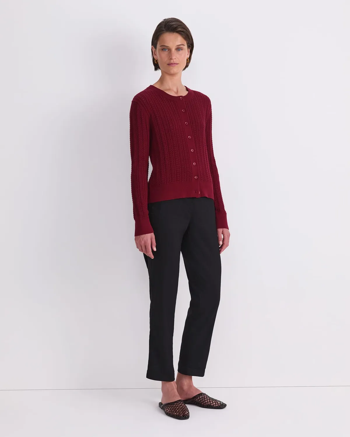 Sportscraft Elka cardigan coton pointelle ajouré