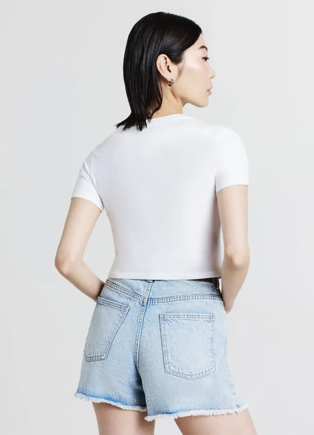 Calliope short mom jean femme effrangé denim