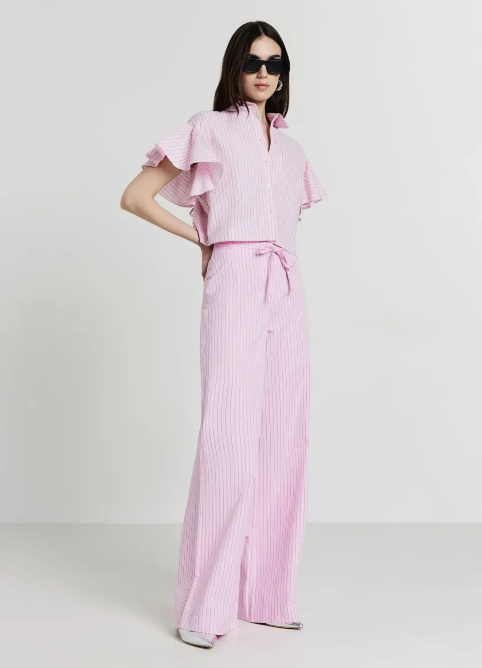 Calliope Pantalon palazzo rayé femme coton