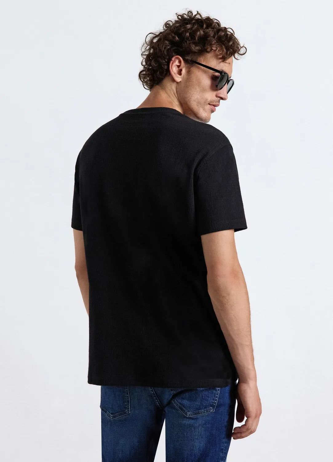 Calliope T-shirt uni col rond texturisé homme