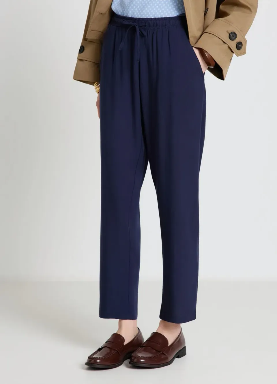 Calliope pantalon fluide femme taille elastique coupe droite