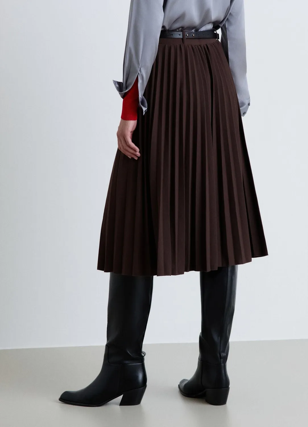 Calliope jupe midi plissée femme à ceinture