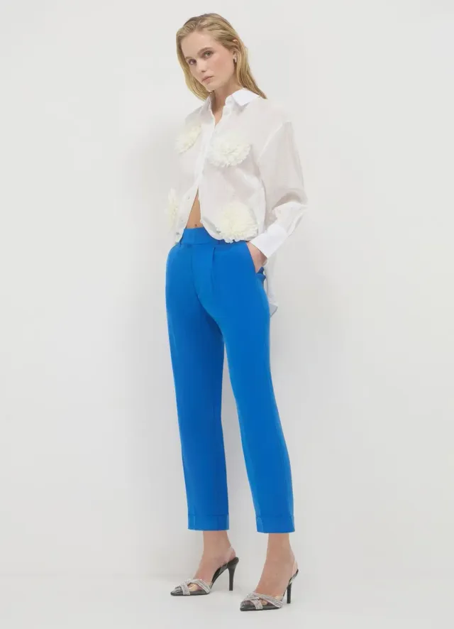 Calliope pantalon classique femme à revers taille élastique