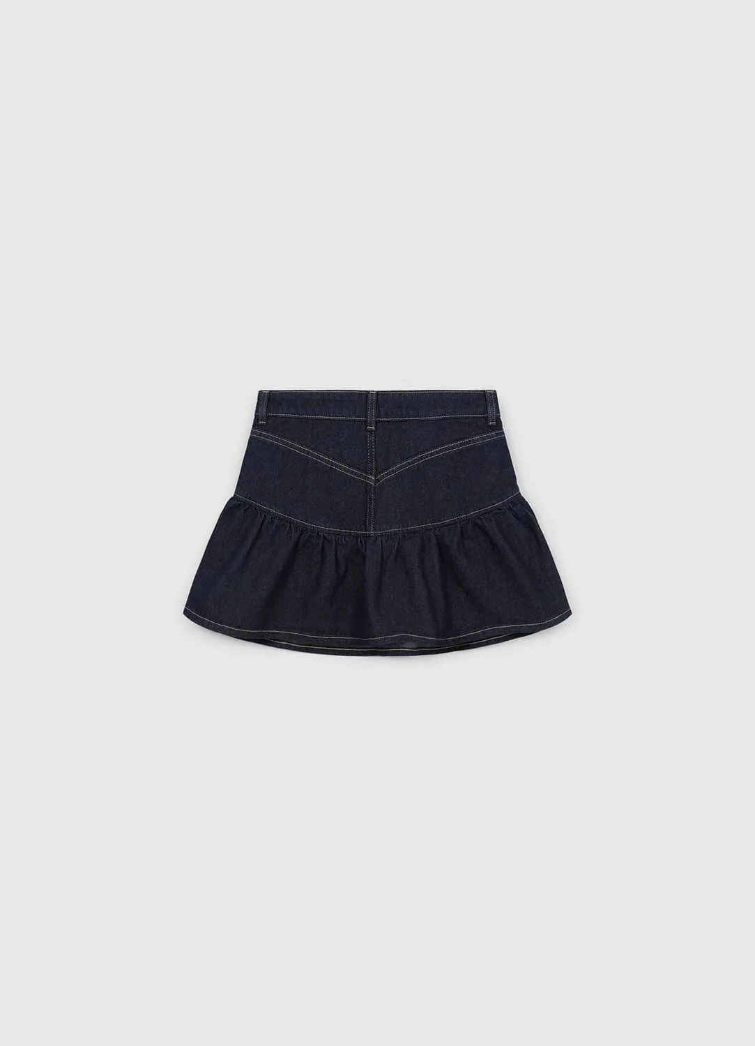 Calliope jupe-short jean femme à volants