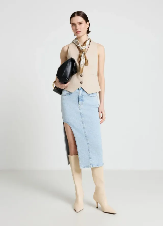 Calliope jupe midi denim fendue droite