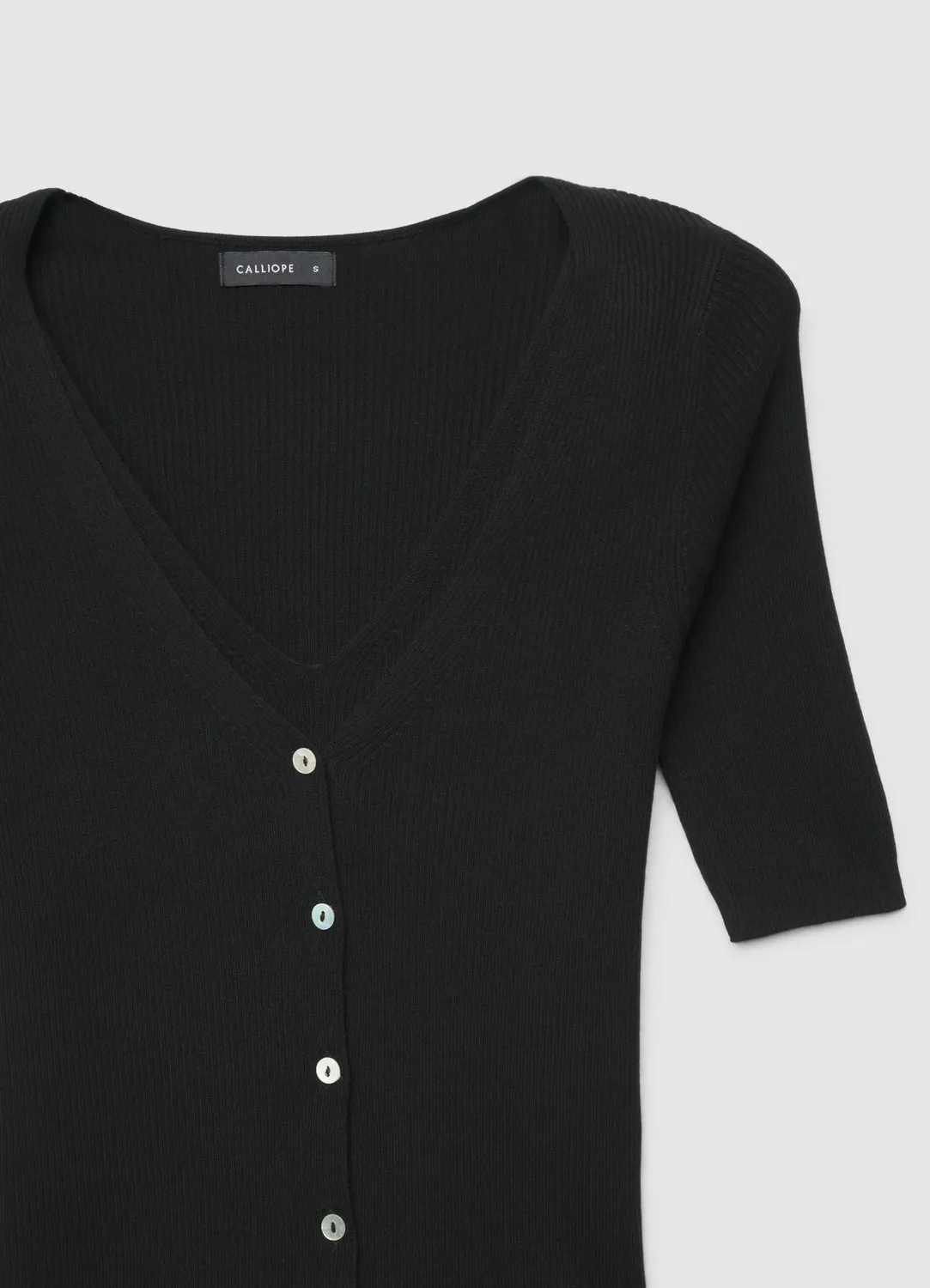 Calliope t-shirt côtelé col V boutons uni