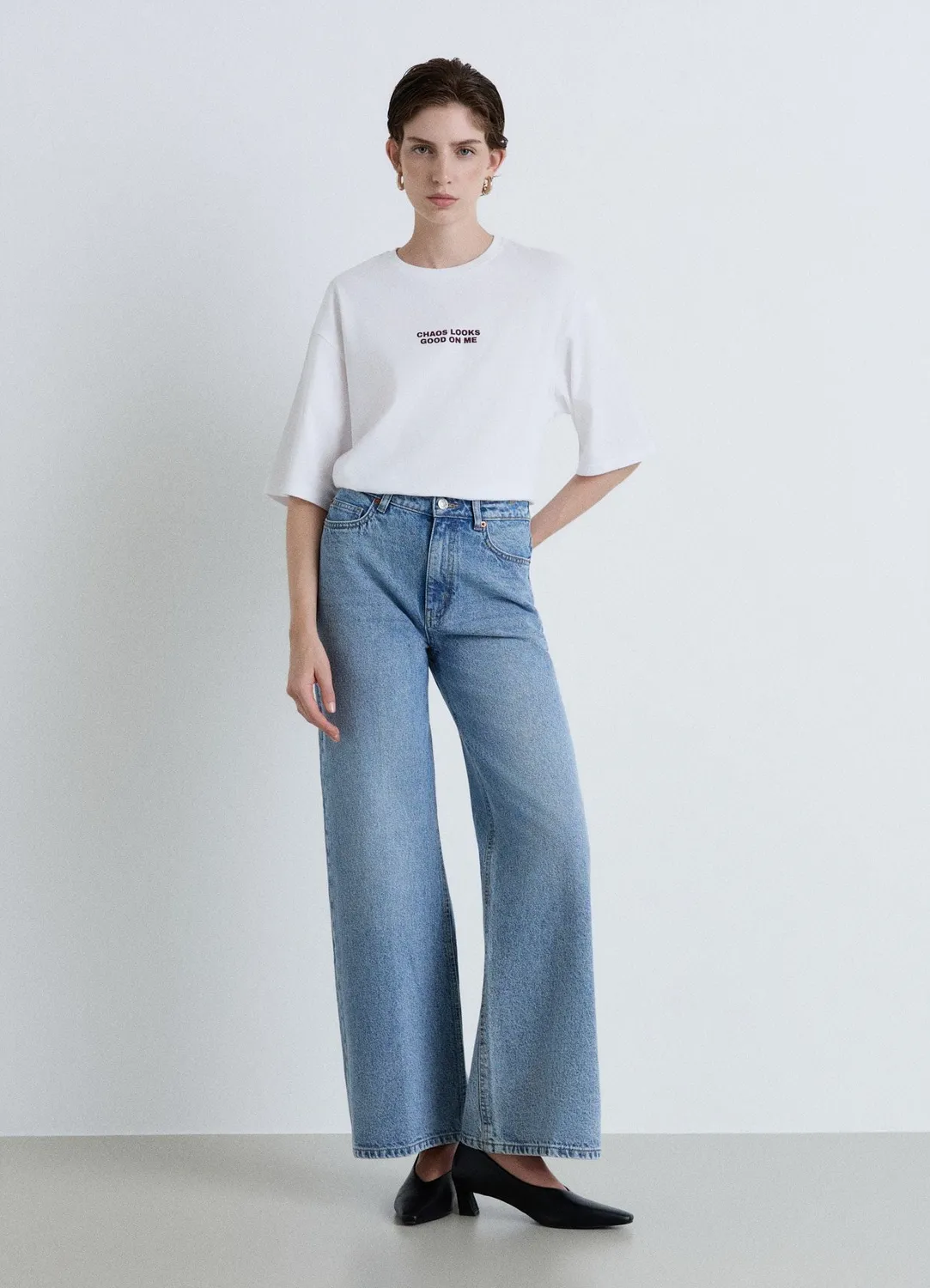 Calliope jean palazzo taille haute femme uni