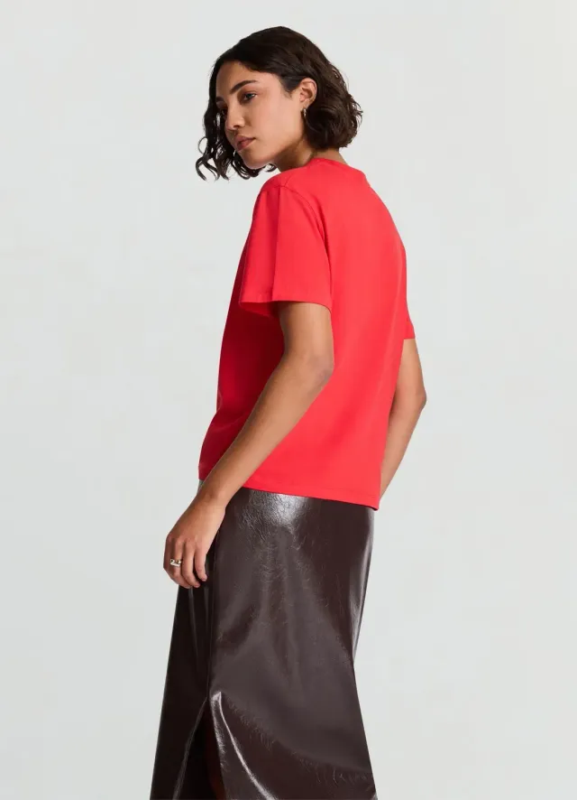 Calliope t-shirt col rond uni manches courtes femme