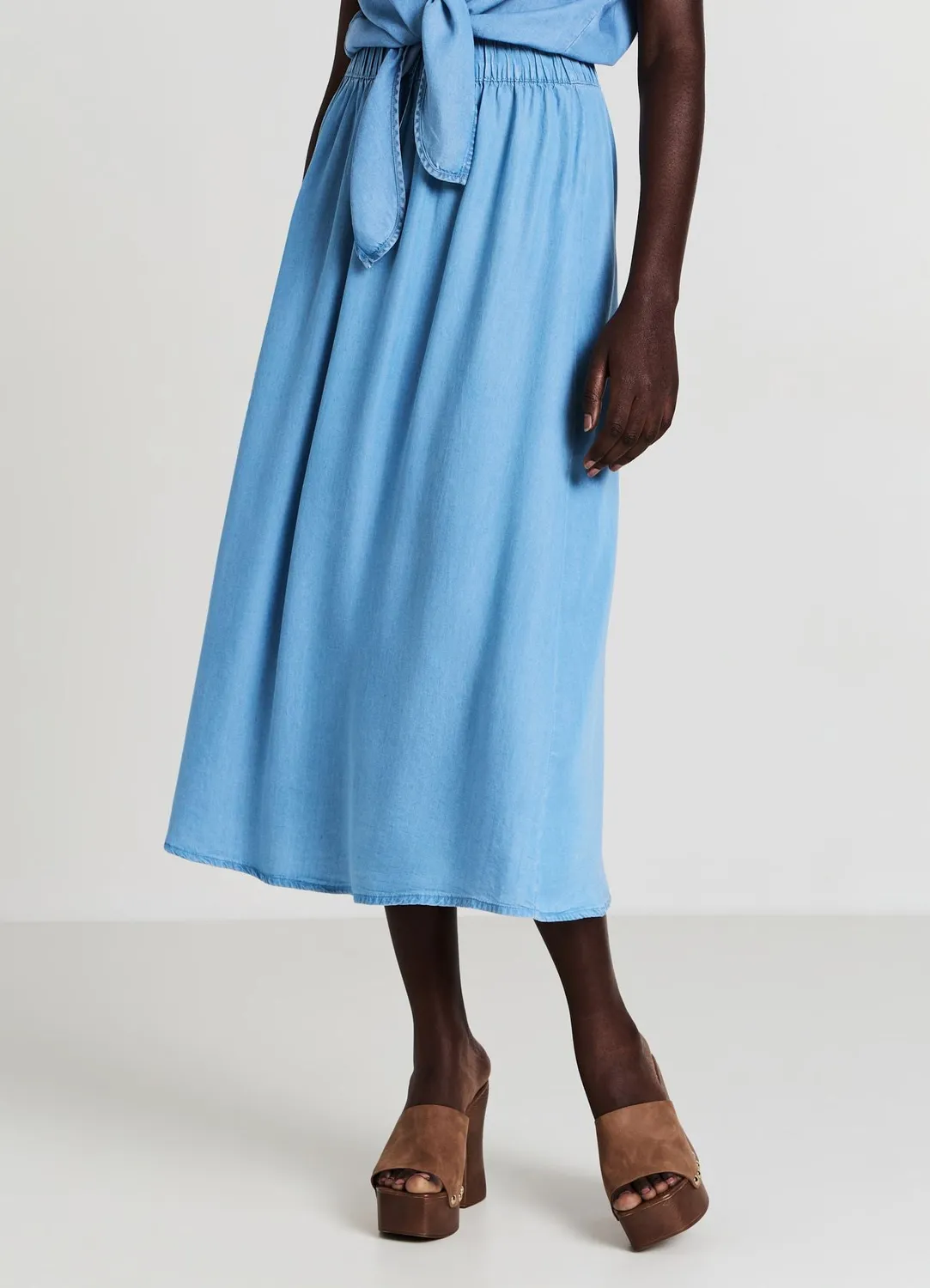 Calliope jupe longue femme unie taille élastique