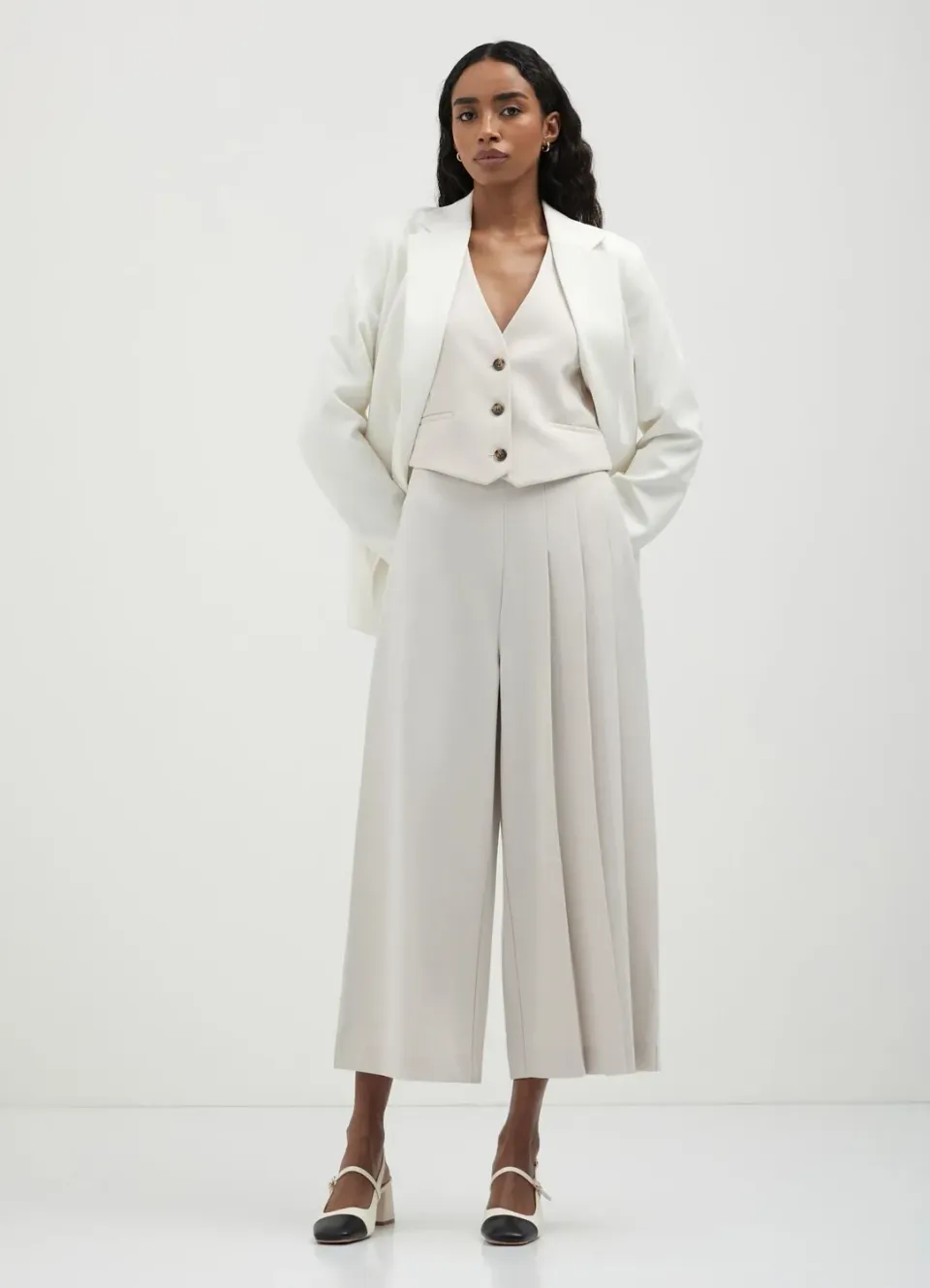 Calliope pantalon culotte à plis femme coupe droite