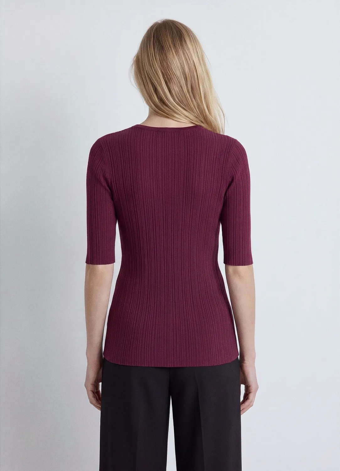 Calliope t-shirt côtelé col rond femme uni