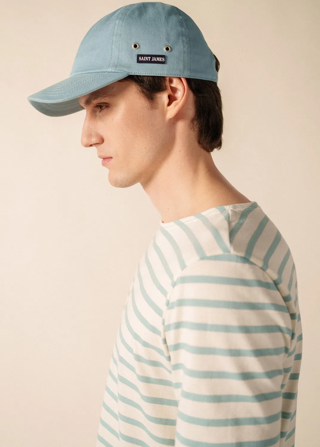 Saint James casquette coton céleste clair unisexe